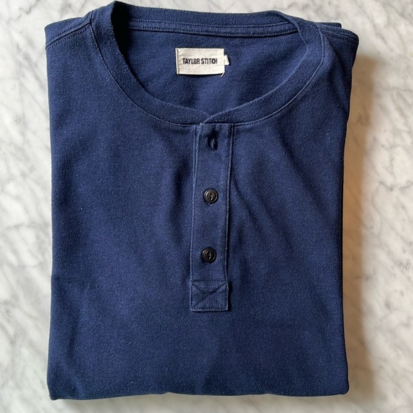 Taylor Stitch Heavy Bag Henley in Navy - Picture 2 of 8